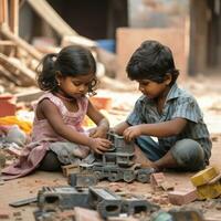 Siblings' Hindu Bonding Through Playtime - AI generated photo