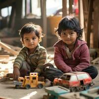 Children in India playing - AI generated photo