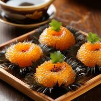 Sea Urchin Delicacies  Exquisite Flavors - AI generated photo