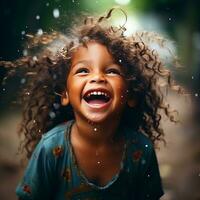 Children's global happiness - AI generated photo