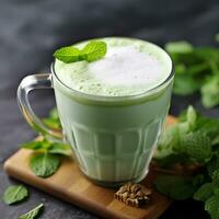 Mint latte with chocolate - AI generated photo