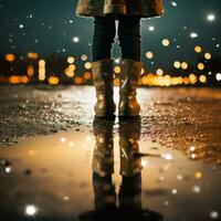 Winter Boots Reflect Festive Mood - AI generated photo