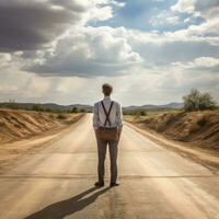 hombre contemplando de la vida viaje - ai generado foto