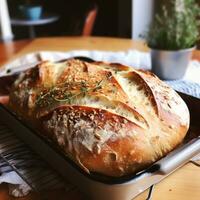 Freshly Baked Rustic Homemade Bread - AI generated photo