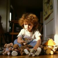 Boy Playing with Dolls - AI generated photo