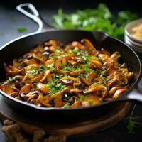 Savory Pan-Fried Chanterelles - AI generated photo