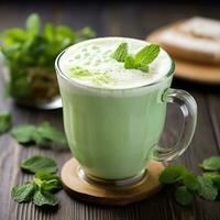 Mint latte with chocolate - AI generated photo