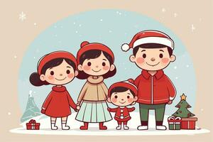 christmas graphic with  family on winter background photo