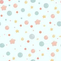 Seamless Pattern hand drawn with star fish and bubbles. Vector illustration