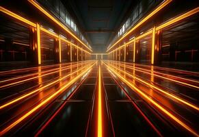 Ai Generative Yellow and red Neon illuminated futuristic backdrop realistic image- ultra hd- high design photo