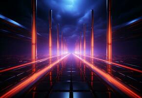 Ai Generated Neon illuminated futuristic backdrop realistic image, ultra hd, high design very detailed photo
