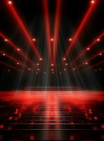 Ai Generative Backdrop Red Spotlights For Flyers, Banner and Backgrounds realistic image ultra hd high design photo