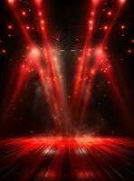 Ai Generative Backdrop Red Spotlights For Flyers, Banner and Backgrounds realistic image ultra hd high design photo