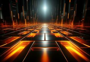 Ai Generative Yellow and red Neon illuminated futuristic backdrop realistic image- ultra hd- high design photo