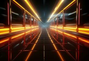 Ai Generative Yellow and red Neon illuminated futuristic backdrop realistic image- ultra hd- high design photo