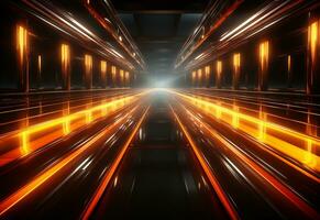 Ai Generative Yellow and red Neon illuminated futuristic backdrop realistic image- ultra hd- high design photo