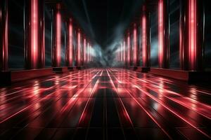 Ai Generaitve Backdrop With Illumination Of Red Spotlights For Flyers realistic image ultra hd high design photo
