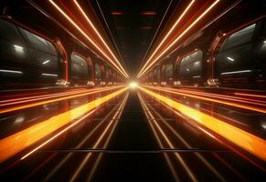 Ai Generative Yellow and red Neon illuminated futuristic backdrop realistic image- ultra hd- high design photo