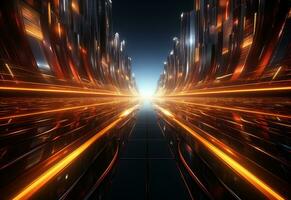 Ai Generative Yellow and red Neon illuminated futuristic backdrop realistic image- ultra hd- high design photo