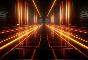 Ai Generative Yellow and red Neon illuminated futuristic backdrop realistic image- ultra hd- high design photo
