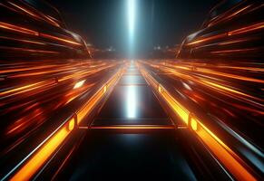 Ai Generative Yellow and red Neon illuminated futuristic backdrop realistic image- ultra hd- high design photo