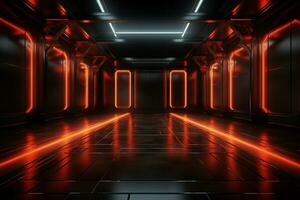 Ai Generaitve Backdrop With Illumination Of Red Spotlights For Flyers realistic image ultra hd high design photo