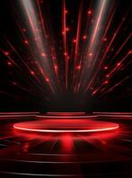Ai Generative Backdrop Red Spotlights For Flyers, Banner and Backgrounds realistic image ultra hd high design photo