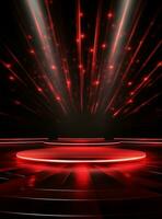 Ai Generative Backdrop Red Spotlights For Flyers, Banner and Backgrounds realistic image ultra hd high design photo