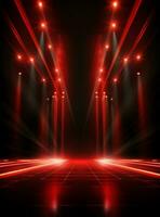 Ai Generative Backdrop Red Spotlights For Flyers, Banner and Backgrounds realistic image ultra hd high design photo