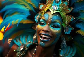 ai generativo un vibrante colección de imágenes capturar el energía y emoción de de brasil carnaval y samba cultura desde vistoso disfraces y mascaras foto