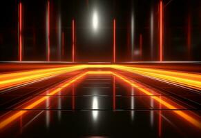 Ai Generative Yellow and red Neon illuminated futuristic backdrop realistic image- ultra hd- high design photo