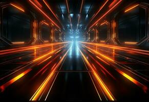 Ai Generative Yellow and red Neon illuminated futuristic backdrop realistic image- ultra hd- high design photo
