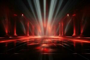 Ai Generaitve Backdrop With Illumination Of Red Spotlights For Flyers realistic image ultra hd high design photo