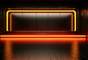 Ai Generative Yellow and red Neon illuminated futuristic backdrop realistic image- ultra hd- high design photo