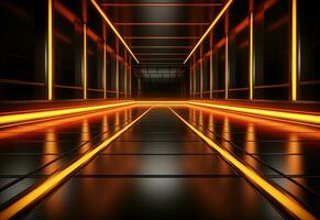 Ai Generative Yellow and red Neon illuminated futuristic backdrop realistic image- ultra hd- high design photo
