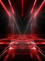 Ai Generative Backdrop Red Spotlights For Flyers, Banner and Backgrounds realistic image ultra hd high design photo