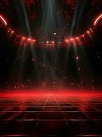 Ai Generative Backdrop Red Spotlights For Flyers, Banner and Backgrounds realistic image ultra hd high design photo