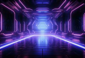 Ai Generated Neon illuminated futuristic backdrop realistic image, ultra hd, high design very detailed photo