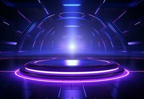 Ai Generated Neon illuminated futuristic backdrop realistic image, ultra hd, high design very detailed photo