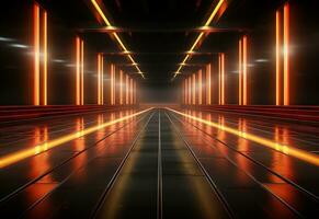Ai Generative Yellow and red Neon illuminated futuristic backdrop realistic image- ultra hd- high design photo