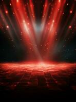 Ai Generative Backdrop Red Spotlights For Flyers, Banner and Backgrounds realistic image ultra hd high design photo