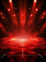 Ai Generative Backdrop Red Spotlights For Flyers, Banner and Backgrounds realistic image ultra hd high design photo