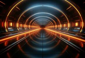 Ai Generative Yellow and red Neon illuminated futuristic backdrop realistic image- ultra hd- high design photo