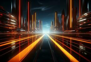Ai Generative Yellow and red Neon illuminated futuristic backdrop realistic image- ultra hd- high design photo