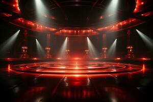 Ai Generaitve Backdrop With Illumination Of Red Spotlights For Flyers realistic image ultra hd high design photo