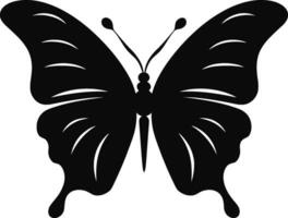 elegancia toma ala mariposa emblema en negro monocromo deleite negro vector mariposa icono