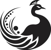 de ébano elegancia soltado vector pavo real logo majestuoso plumaje negro pavo real icono diseño