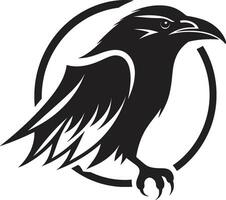 Crow Silhouette Geometric Crest Sleek Bird Abstract Logo vector