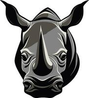 Sculpted Elegance in Wild Sound Rhino Emblem in Black Wildlifes Symphony Rhino Icons Symbol of Majesty in Nature vector