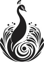 tintero penacho vector pavo real icono artístico intriga negro pavo real diseño